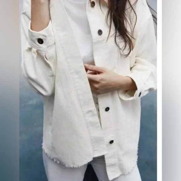 Zara Tops - 25”PTP boxy corduroy shirt or shacket!! Cream